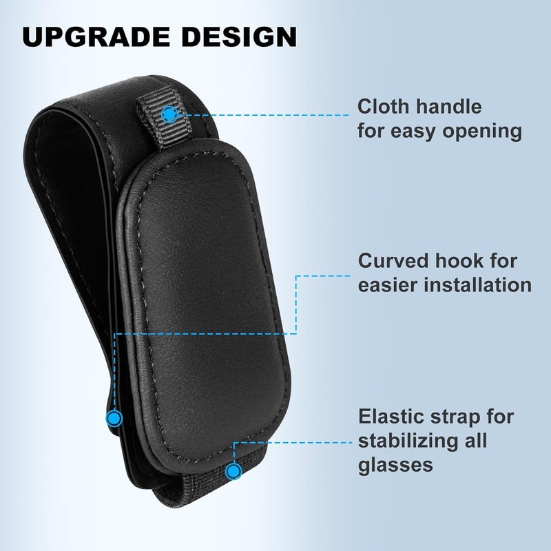 Teraves 2 Pack Sunglass Holder Clip for Car Visor, Upgrade Magnetic Leather Visor Sunglasses Clip, Easy to Hold Your Glasses Eyeglasses - Image 4